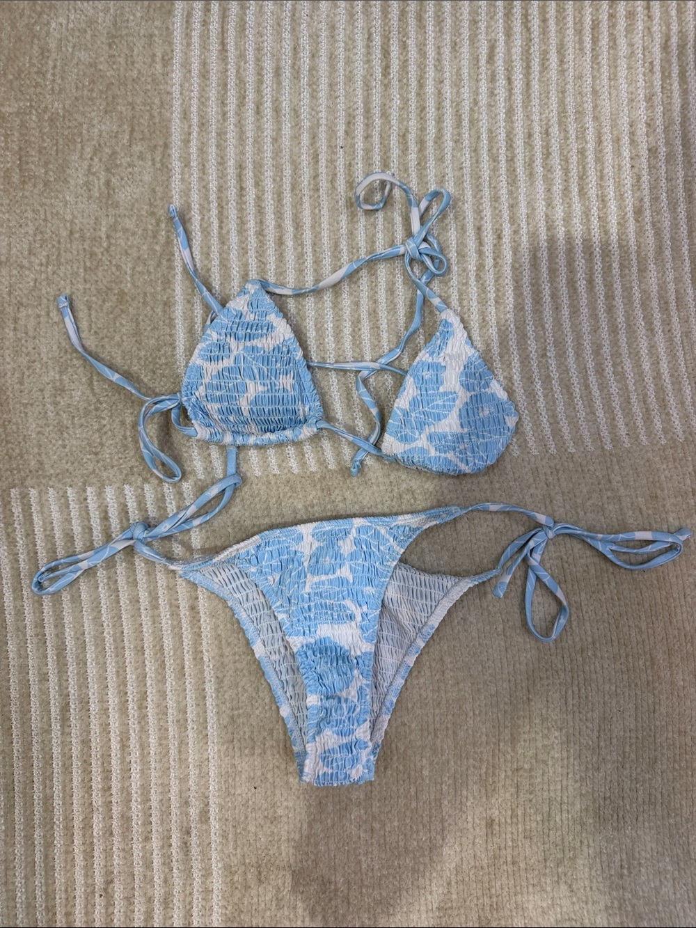 Light Blue Floral Tie-Side Bikini Set